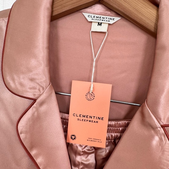 Clementine Silk Pajama Set + Matching Scrunchie - Picture 7 of 8